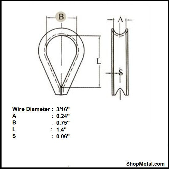 Picture of 3/16" GALV CABLE THIMBLE