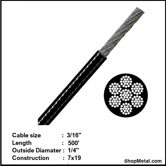 Picture of 3/16" X 500' 7X19 CABLE PVC
