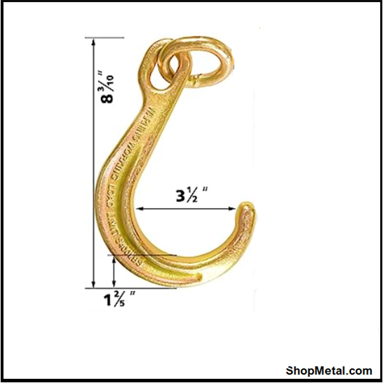 Picture of 8" G70 J HOOK YELLOW ZINC