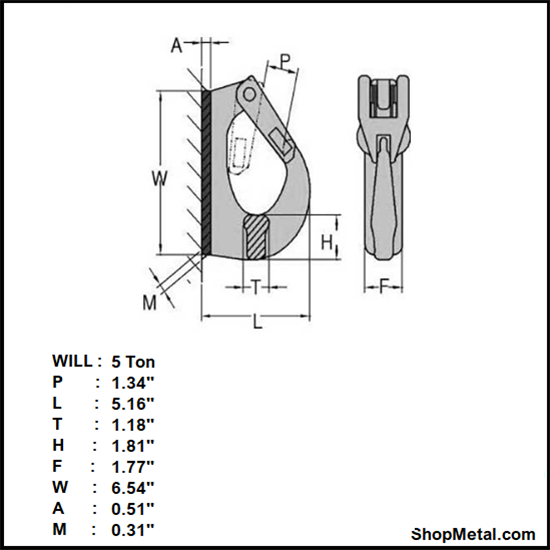 Picture of 5T WELD-ON LIFT HOOK YELLOW