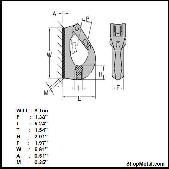 Picture of 8T WELD-ON LIFT HOOK YELLOW