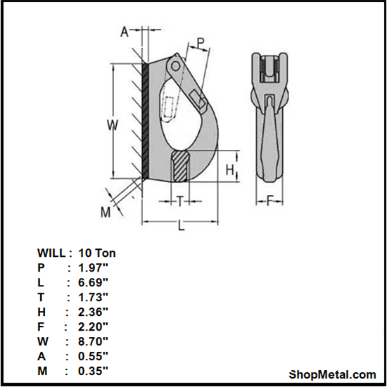 Picture of 10T WELD-ON LIFT HOOK YELLOW