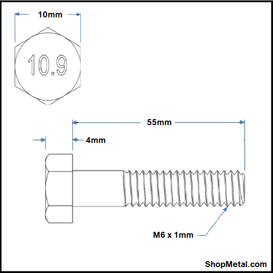 Picture of M6-1.00x55 MM