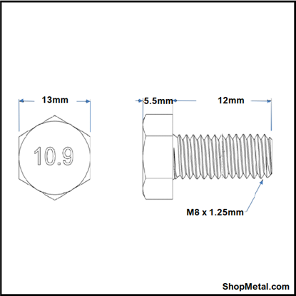 Picture of M8-1.25x12 MM
