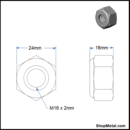 Picture of M16-2.00 NYLON LOCKNUT