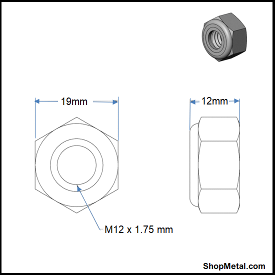 Picture of M12-1.75 NYLON LOCKNUT