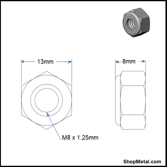 Picture of M8-1.25 NYLON LOCKNUT