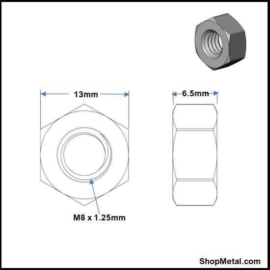 Picture of M8-1.25 HEX NUT