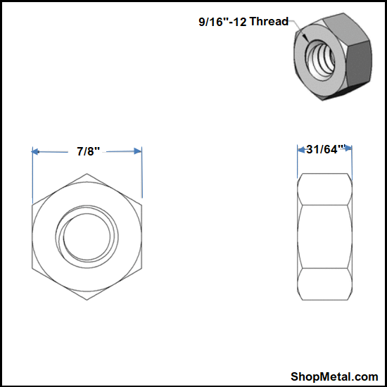 Picture of 9/16-12 FINISHED HEX NUT G8 YZP